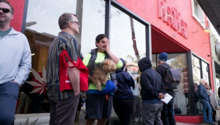 Stymied Angelenos flock to West Hollywood to buy marijuana in stores open there
