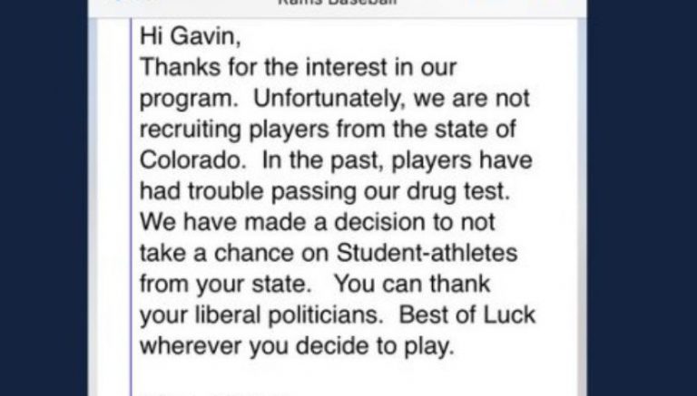 Texas college baseball coach fired for Colorado marijuana comments to recruit